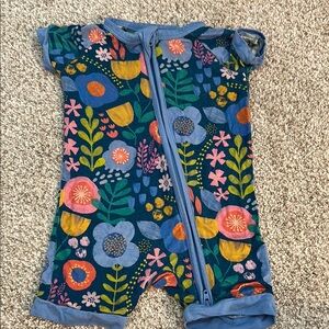 Little Sleepies Blue Floral Baby Romper/Shorty